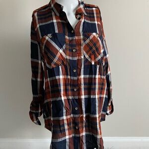 Dynamite Orange & Navy Flannel Shirt